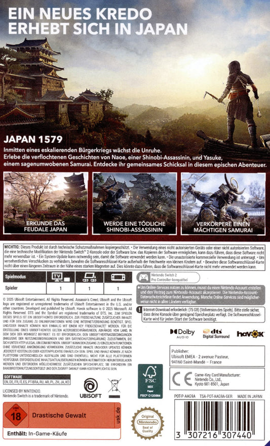 Assassin's Creed Shadows (Key Card) - Nintendo Switch 2