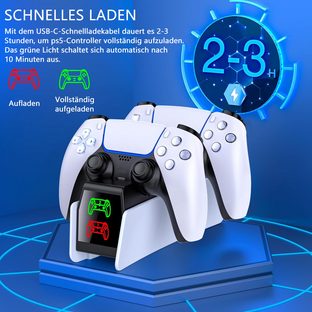 TUWENA PS5 Controller Ladestation,PS5 Ladestation mit Schnelllade/LED-Anzeige Controller-Ladestation