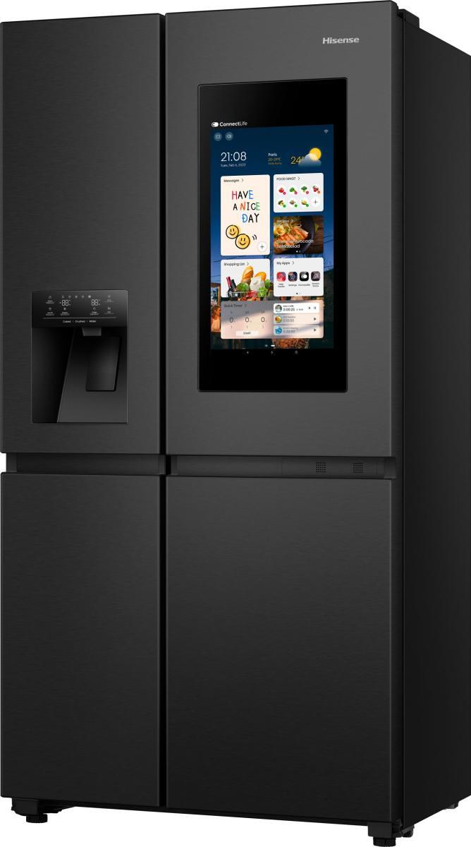 Hisense RS9P628GPFE Stand Side by Side Kombination, 91 cm breit, 614 L, ECO Modus, Eis-/Wasser Spender, WLAN, schwarz