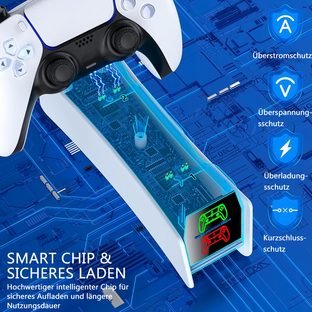TUWENA PS5 Controller Ladestation,PS5 Ladestation mit Schnelllade/LED-Anzeige Controller-Ladestation