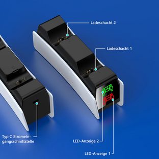 TUWENA PS5 Controller Ladestation,PS5 Ladestation mit Schnelllade/LED-Anzeige Controller-Ladestation