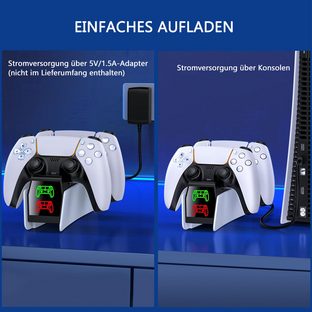 TUWENA PS5 Controller Ladestation,PS5 Ladestation mit Schnelllade/LED-Anzeige Controller-Ladestation