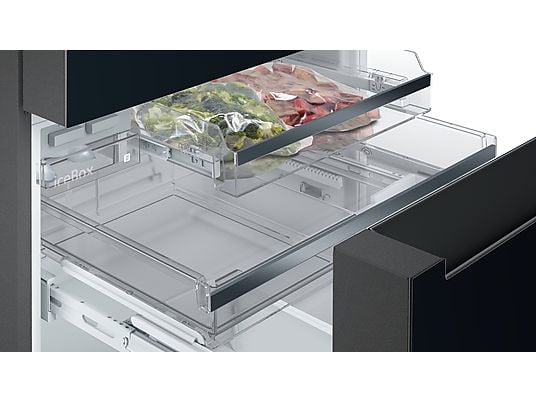 SIEMENS KF 96 RSBEA iQ700 Kühl-Gefrierkombination (E, 1830 mm hoch, Schwarz)