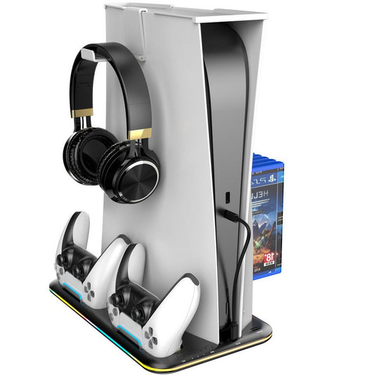 TOOMOKE PS5 Ständer mit 3 stufig Lüfter und RGB Licht Controller-Ladestation