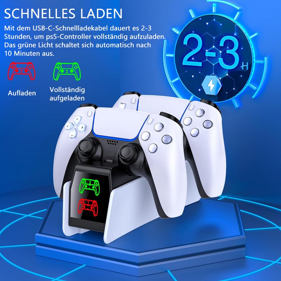 TUWENA PS5 Controller Ladestation,PS5 Ladestation mit Schnelllade/LED-Anzeige Controller-Ladestation
