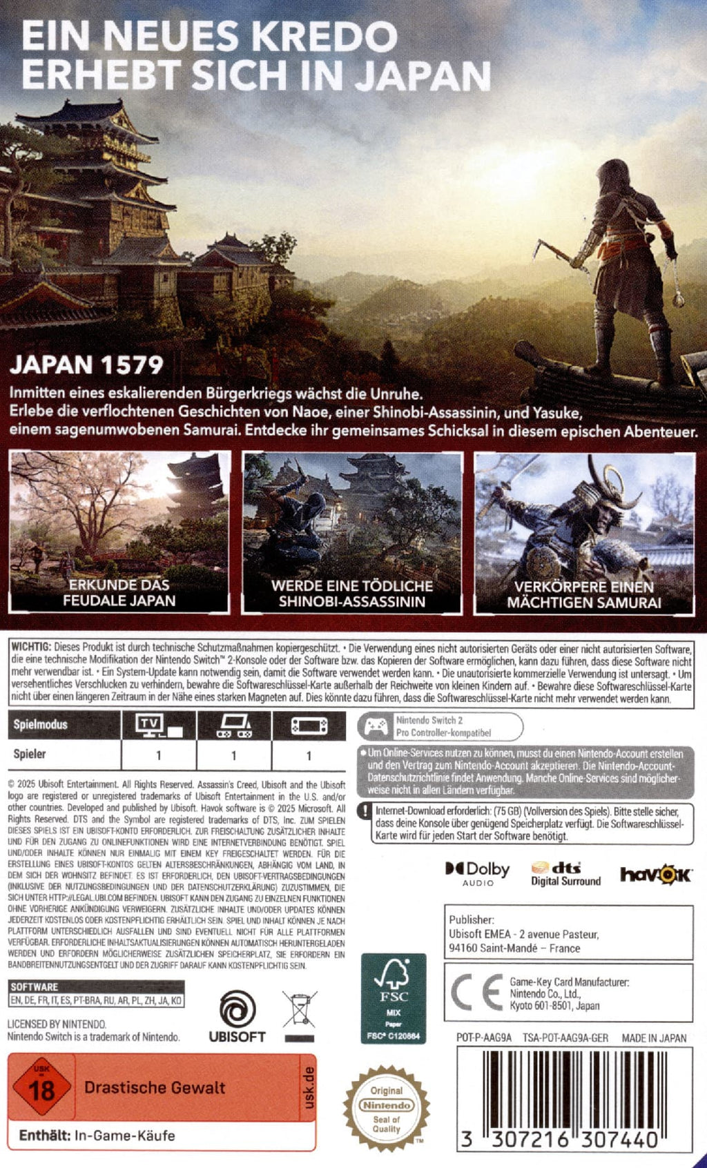 Assassin's Creed Shadows (Key Card) - Nintendo Switch 2